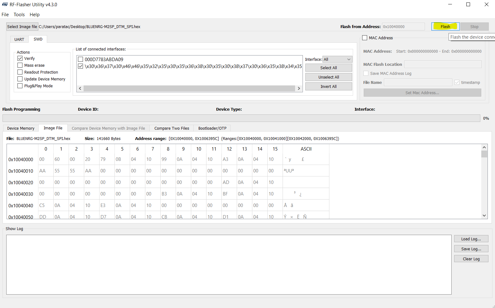 Load and flash the new firmware into BlueNRG-2 chip