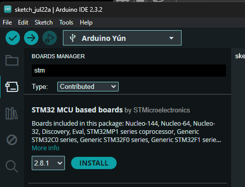 BoardsManager dialog